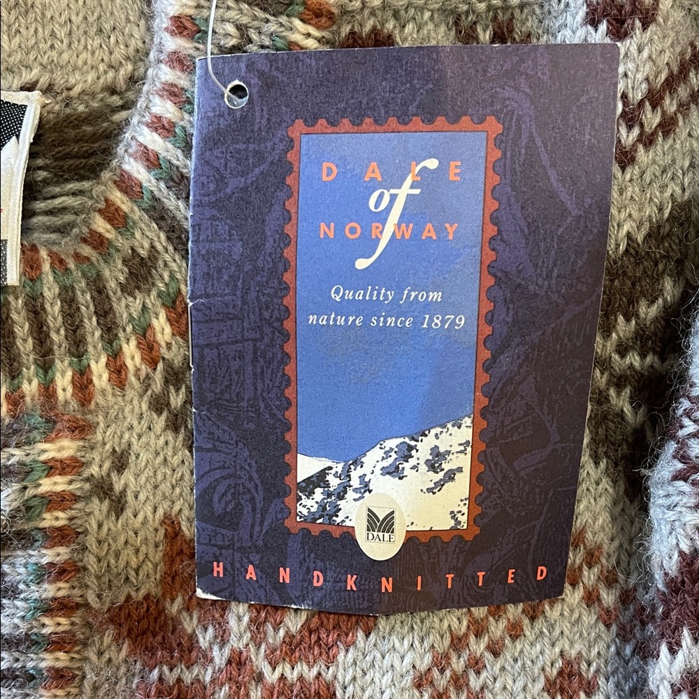Dale of Norway Vintage Nordic Pattern Cardigan Sweater - Rust & Brown Tones NWT - Picture 9 of 13